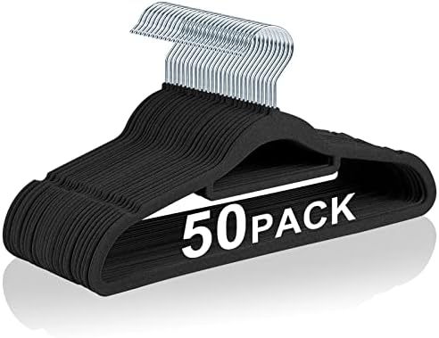 קולבי קטיפה IEOKE, 50 חבילות שאינו החלקה תליוני בגדים כבדים קולב 360 וו מסתובב מתלים בגדים דקים אולטרה.
