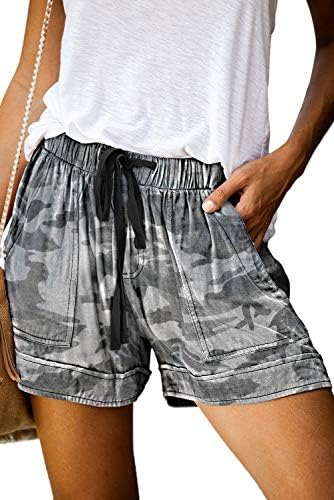 מכנסיים קצרים אלסטיים לנשים רופפים מכנסיים קצרים טהורים של מכנסי חוף דפוס כותנה מזדמנים