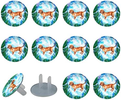 מוצא חשמל מכסה 12 חבילות, תקעי פלסטיק מכסים כובעי בטיחות מגנים על שקע - צבעי מים כלבים חמודים