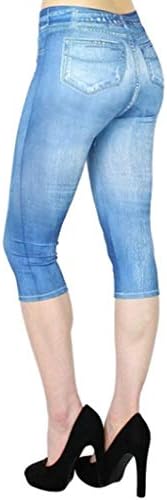 חותלות של נשים חותלות ג'ינס מכנסי פרפרים מדפיסים מכנסיים קצוצים מותניים נמתחים גבוהים