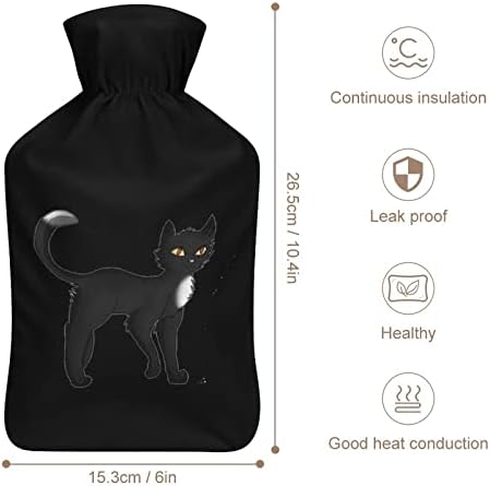 לוחם החתול השחור בקבוק מים חמים עם כיסוי גומי חמוד שקית מים חמים בקבוק מים חמים לספה מיטה