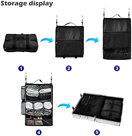 Surblue Hanging מדפי נסיעות קוביית אריזת דחיסה למזוודה מזוודות נשיאה מתקפלת עם שכבת הרחבה קיבולת גדולה, שחור, xxl