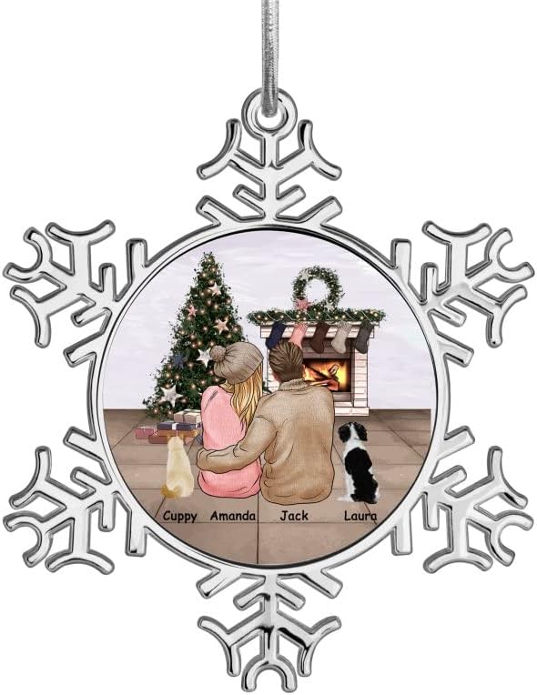 קישוט פתית שלג מתכת מותאמת אישית 2022 קישוט עץ חג המולד מותאם אישית מזכרת עם שם כלב חתול גזע זוג זוג חג המולד קישוט מתנה נשואה