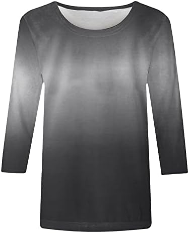 SNKSDGM נשים 3/4 חולצות T שרוול רופפות בכושר צווארון קרקע חמוד חולצות חולצות הדפס פרחוני חולצות טוניקה לבושות טוניקה מזדמנת