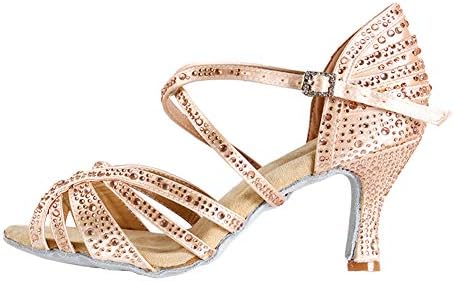 הנשים של היפוזוס נעלי ריקוד לטיניות אולם נשפים עם אבני חן מודרניות נעלי מסיבת סלסה עקב 7.5 סמ, דוגמנית CY356, ורוד, 5.5 B US