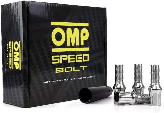 מערך מהירות OMP של ברגי 20 גלגלים עם מפתח ברגים M14 x 1.5 מטרי 17/19 ארוך 27 ממ כסף וחומר DIN 10.9