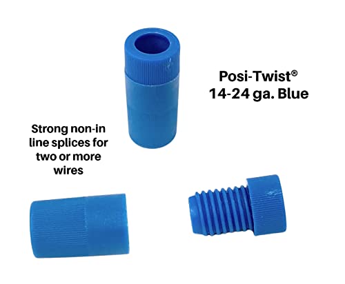 Posi-TWIST® 14-24 מחברים כחולים GA. חבילה של 10. שחיקות קו חזקות ללא קו לשני חוטים או יותר.