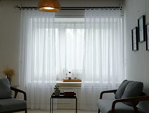 Daesar Sheer וילונות Voile 2 לוחות, וילון חדר שינה ללא קידוח פוליאסטר לבן מלא בצבע אחיד טיפולי חלון סלון 38 W x