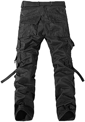 מכנסי IOPQO מכנסי מטען גברים קפלים קפלים בכיסי רוכס
