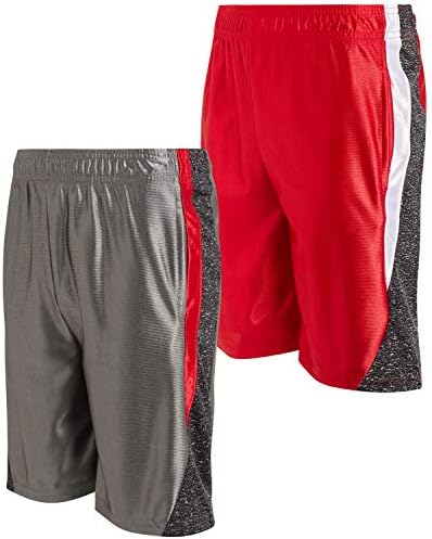 מכנסיים קצרים אתלטים של משחק בנים - 2 אריזים ביצועים מכנסי כדורסל בכושר יבש