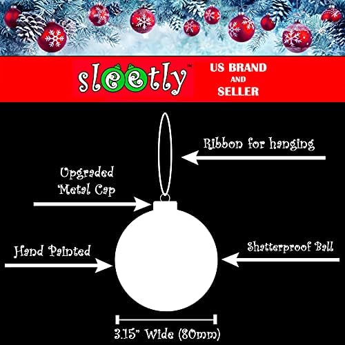 קישוטי חג מולד לבנים של SLEETLY 12PK, קישוטי כדור עץ חג המולד אטומים, בינוני 3.15 אינץ '1 סט סט