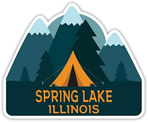 אגם האביב אילינוי מזכרת 2 אינץ 'מדבקות ויניל מדבקות עיצוב אוהל