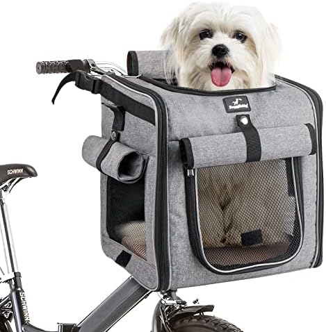 סל אופניים לכלבים כלבים, תרמיל מנשא אופניים לחיות מחמד הניתן להרחבה לכלבים וחתולים מתחת ל -20 פאונד