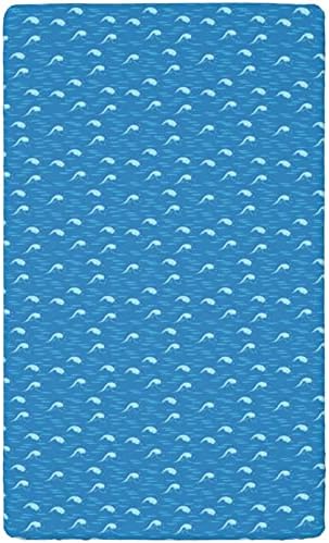 גיליון עריסה מצויד עם גלי גאות ושפל, מזרן עריסה רגיל סדין מצויד אולטרה חומר רך-מזרן מזרן או סדין פעוטות, 28 x52, כחול