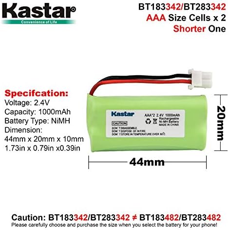 Kastar 2-Pack AAA 2.4V 1000mAh NIMH סוללה נטענת ל- BT-166342 BT-266342 BT-283342 AT & T CL83464 EL51100 EL51200 EL51250