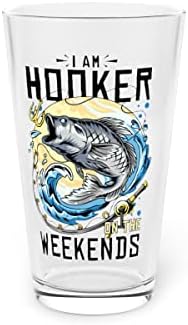 בירה זכוכית ליטר 16 עוז הומוריסטי חובבי דיג במצוקה אמריקאי גרפי בציר דייגים הערכה איור משחקי מילים 16 עוז