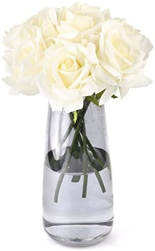 Eyamumo 7 pcs פרחים ורדים מלאכותיים, פרח מלאכותי של ורד פו, פרחים מלאכותיים של נגיעה אמיתית קישוט פרחים מזויפים