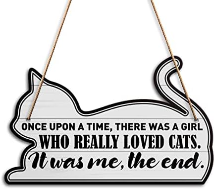 שלט עיצוב קיר חתול, כאן הייתה ילדה שבאמת אהבה חתולים, שלט חתול לבית חצר גן בית עץ תלייה קיר עיצוב חתול שלט חתול מרפסת