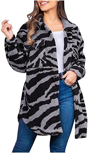 כפתור נשים למטה ז'קט ארוך אופנה טייגר מרקם מעילי חורף חמים דש אמצע אורך אורך מעילים עם כיסים