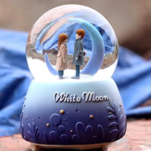 פלא אותי אורות צבע יצירתיים צפים פתיתי שלג אור ירח לבן זוג זכוכית כד בדולח קופסת מוסיקה טנאבאטה מתנה ליום הולדת