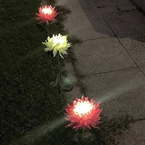 ZCMEB 2 PCS LED אור סולארי אור מלאכותי חרצית סימולציה פרח פרח גן חיצוני דשא נורות חצר אמנות לחצר ביתית לקישוט