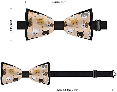 דפוס ראש חתול מחייך חמוד של עניבת פרפר לגברים מתכווננת מראש מתכווננת לחתונה טוקסידו ללבוש רשמי