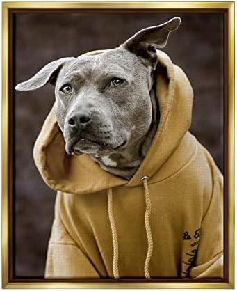 תעשיות סטופל כלב לברדור מחייך לובש סווטשירט צהוב עם ברדס, עיצוב מאת מייקל בריאן