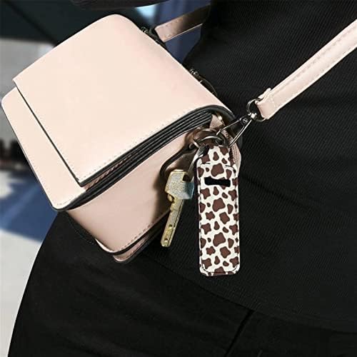 ג ' וקודי בעלי החיים פרה פסטיק מחזיק מחזיק מפתחות אחת קליפ על שרוול פסטיק פאוץ הדוק לסרוג אלסטי שפתון מפתח שרשרת מחזיק