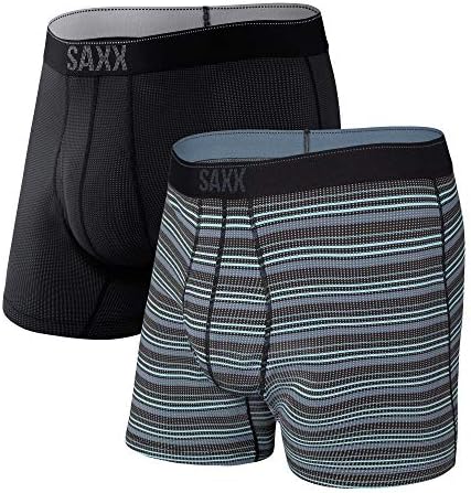 תחתוני גברים Saxx - Quest מהיר בוקסר רשת יבש מהיר זבוב 2pk עם תמיכה בכיס מובנית - תחתונים לגברים