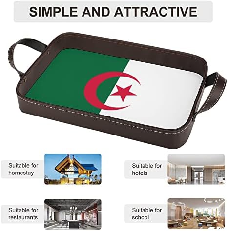 מארגן מגש מעור אלג'יריה דגל מגש מגש עם ידיות מגש דקורטיבי לסלון מטבח ביתי