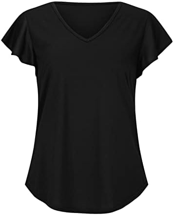 חולצת חולצה בקיץ סתיו לנשים בגדים שרוול קצר V כותנה צוואר כותנה צנועה חולצה בראנץ 'א -סימטרית 2J 2J