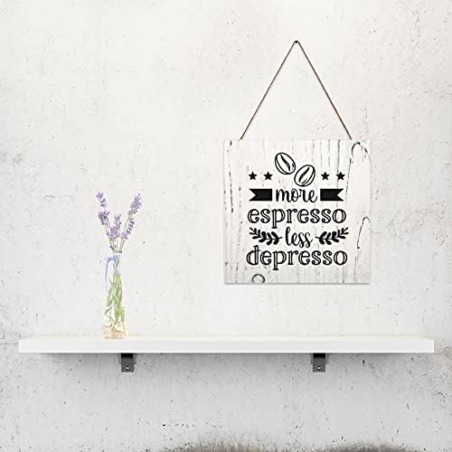 ארוגלד יותר אספרסו פחות דיכאון עץ שלט קפה ציטוטים חובבי קפה שלט מתנה בית חווה קיר עיצוב עץ לוח עץ למטבח חדר שינה בית קפה בית