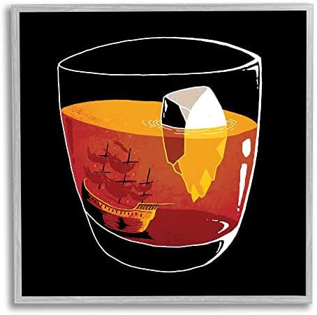 תעשיות סטופל חכם אייסברג ספינה משקה שתיית זכוכית איור, עיצוב על ידי מייקל בוקסטון שחור 12 איקס 12