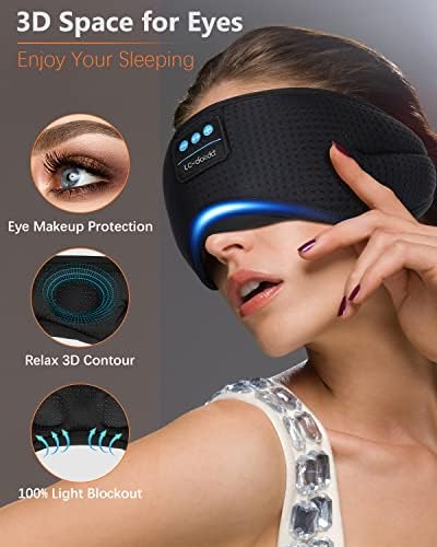 אוזניות שינה, מסכת שינה של Bluetooth רעש לבן מסכת עיניים אלחוטית אלחוטית לתזמון, מסיכת שינה עם אוזניות Bluetooth עבור