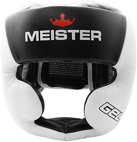 Meister Gel Meister Face Adving Guard for MMA, אגרוף ומואי תאילנדי - לבן/שחור - קטן/בינוני
