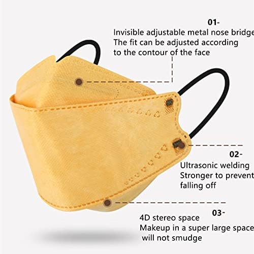 Sinyee KF94 מסכת הגנה מפני פנים למבוגרים - 60 חבילות ארוזות בנפרד - 4 שכבות בטיחות חד פעמיות מסכת אבק רב צבעונית