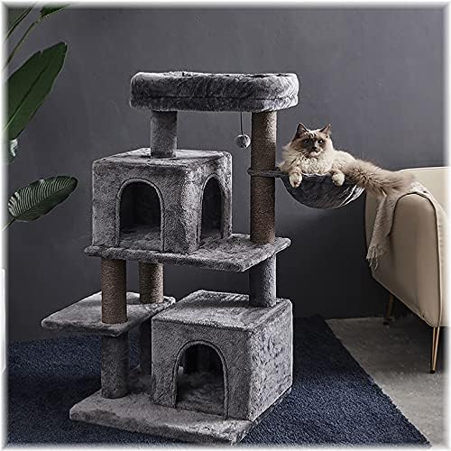 45 סנטימטרים רב-רמת חתול מגדל, חתול מגדל, חתול עץ בית, עם ערסל & סיסל-מכוסה מגרד הודעות, 2 יוקרה דירות, עבור חתלתול, חיות