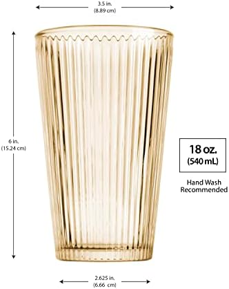 סט כוסות שתייה מודרני, 12-ספירת אמבר זכוכית קרירה, כולל 12 כוסות קרירות זכוכית אלגנטית סט-עבור מים, קפה קר, שייק,
