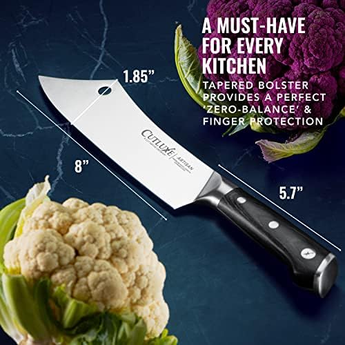 Cutluxe Chef & Cleaver סכין היברידית - 8 סכין מטבח חדה בגיל תער - עיצוב ידית מלאה וארגונומי - סדרת אומנים