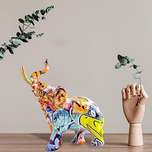 גרפיטי צבעוני פסלי פילים, צלמיות פסל פסל פסל פיסול אספנות פנגל שואי קישוט פילים למדף משרדים מטבח בית אחד בגודל אחד