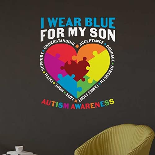 אני ללבוש כחול עבור שלי בן ויניל קיר מדבקות אוטיזם מודעות קיר מדבקות פאזל חתיכה מדבקות אוטיסטים תמיכה דקורטיבי מדבקות