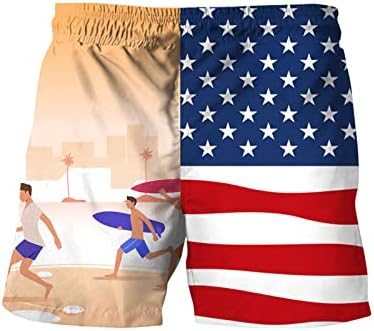 מכנסיים קצרים של לוח מזדמן לגברים דגל אמריקאי הדפס אופנה שחייה שחייה חוף מכנסיים קצרים מהיר יבש 4 ביולי בוקסר בגדי ים