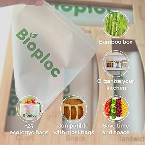 ביופלוק זיפלוק תיק ארגונית שקית אחסון משולבת למגירה למטבח + 25 שקיות אקולוגיות / ארגונית עשויה במבוק
