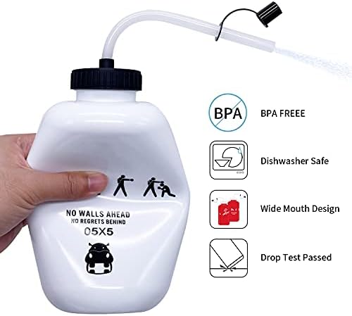 בקבוק מים של הוקי הוקי עם קש ארוך 1 ליטר בקבוקי מים BPA אגרות חינם לאגרוס בקבוק מים סחיטה לשוער ספורט אגרוף כדורגל