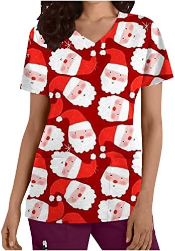 נשים קיץ סתיו חצי קצר שרוול חולצה לשפשף עבודת משרד חג המולד צוואר גרפי חולצה לנשים 6