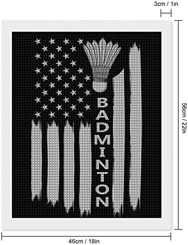 בדמינטון עם דגל אמריקאי יהלומי ציור ערכות כיכר מלא תרגיל צלב תפר אמנות תמונות עבור בית קיר תפאורה 16 איקס 20