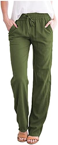 מכנסי טרניעה של קסילוצ'ר מכנסי טרנינג'ס אתלטי נשים פשתן כותנה מזדמנים מכנסיים ישרים מכנסיים מכנסיים מכנסיים
