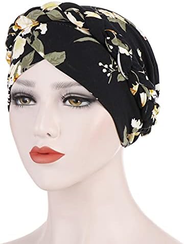 נשים טורבן פרח כפת כובע אופנה אתני לעטוף בארה ' ב מעוות מוסלמי גולגולת כובעי נשים של קפלים סרטן טורבן