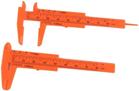צדדים כפולים של X-DREE מפלסטיק מדידת מדידת מדק שקופית VERNIER CALIPER כתום 2 יחידות (Herramienta de Medición de Plástico