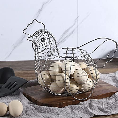 כרום ציפוי עוף בצורת ביצת סל, עמיד מעשי אריגת סל לבית שומר ביצים טרי מחזיק
